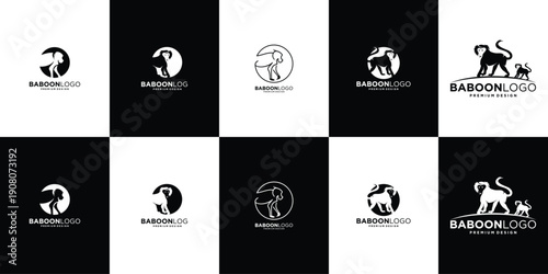 Baboon Logo Vector Collection – Perfect for esports teams, streetwear brands, adventure companies, wildlife organizations, fitness brands, and businesses seeking a strong, fearless, and dominant brand