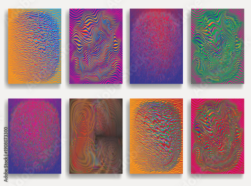 Glitch distorted geometric backgrounds . Modern art design . Noise destroyed glitched poster . Trendy defect error background with speed lines . Glitched artwork .Hologram effect .vector
