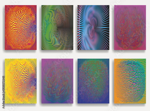 Glitch distorted geometric backgrounds . Modern art design . Noise destroyed glitched poster . Trendy defect error background with speed lines . Glitched artwork .Hologram effect .vector
