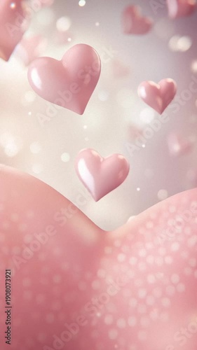 Floating Pink Hearts Romantic Background
