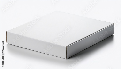 single isolated plain white cardboard flat shipping box mockup