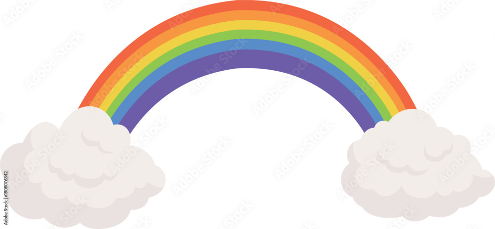 Obraz premium Rainbow in clouds cartoon icon. Fairytale mythology symbol