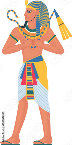 Pharaoh character. Cartoon ancient king portrait icon