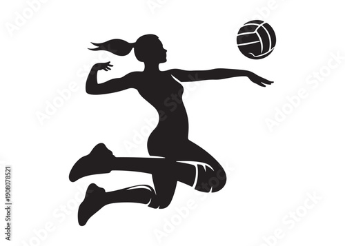 volleyball player logo silhouette vector, volleyball player jumping silhouette vector illustration, playing volleyball logo silhouette vector, volleyball sportsman logo vector silhouette logo