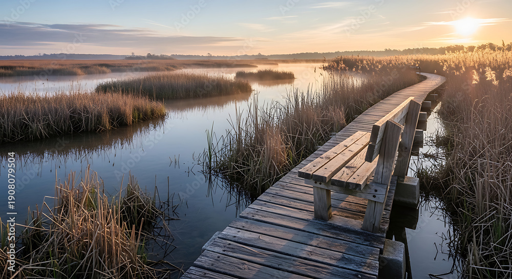 Fototapeta premium wooden bridge over lake
