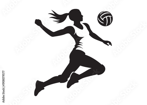 volleyball player logo silhouette vector, volleyball player jumping silhouette vector illustration, playing volleyball logo silhouette vector, volleyball sportsman logo vector silhouette logo