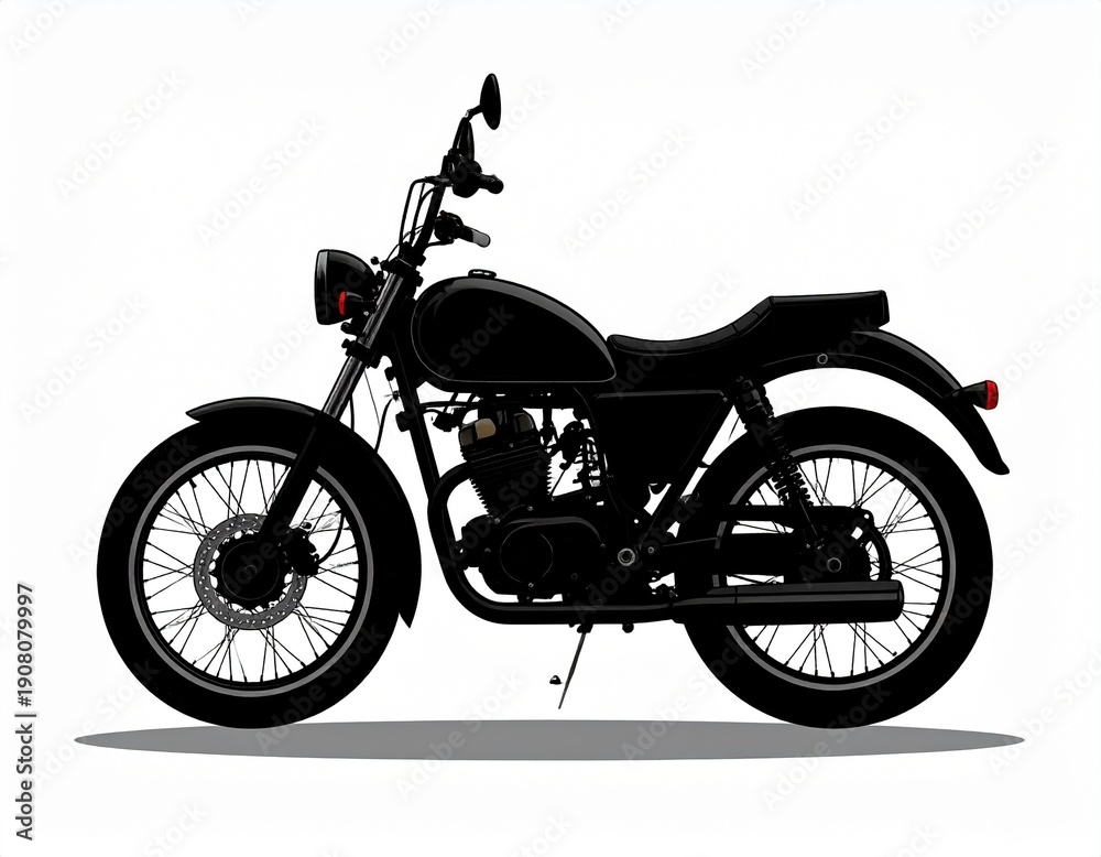 Fototapeta premium Classic Black Motorcycle with V-Twin Engine for Vintage Aesthetics, Modern Engineering, and Lifestyle Visual Concepts