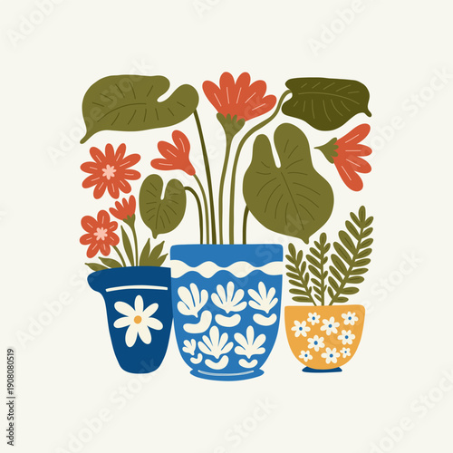 Floral abstract elements. Botanical composition. Modern trendy Matisse minimal style. Floral poster, invite. Vector arrangements for greeting card or invitation design