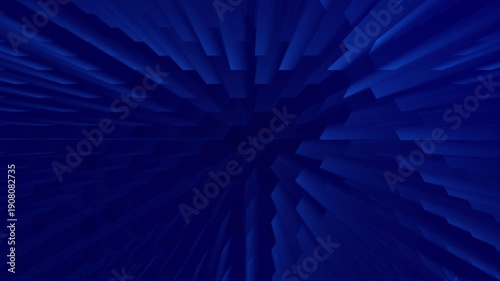 Abstract dark blue digital background featuring extruded three dimensional geometric shapes creating a seamless loop