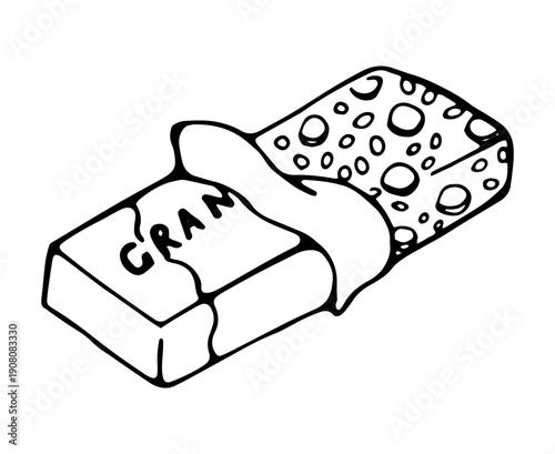 Granola bar hand drawn line art illustration
