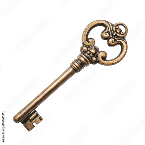 Vintage Key With Intricate Design Resting on a Surface for Display