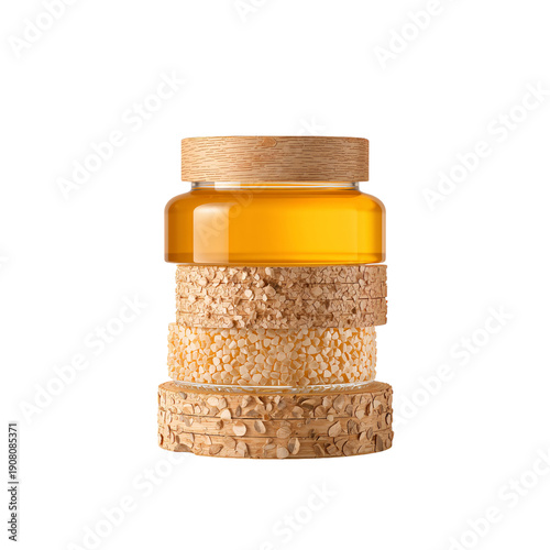 Honey Jars Stacked With Natural Ingredients in a Simple Setting