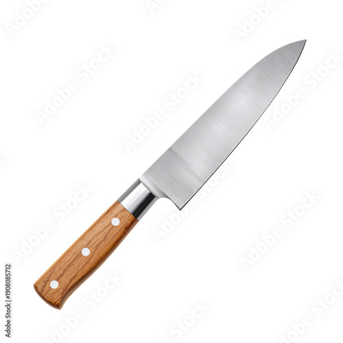 High-quality Kitchen Knife on a White Background Used for Food Preparation Tasks