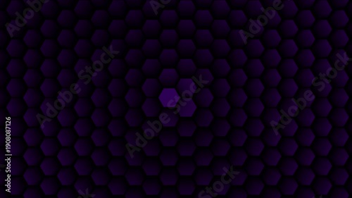 Abstract dark background pattern of three dimensional glowing hexagonal cell grids creating a seamless loop