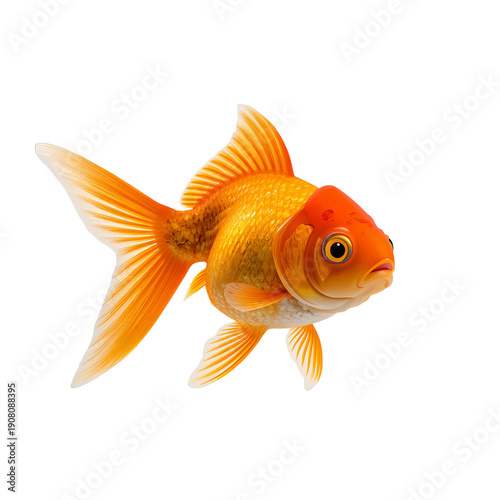 Bright Goldfish Swimming Across a Plain Background