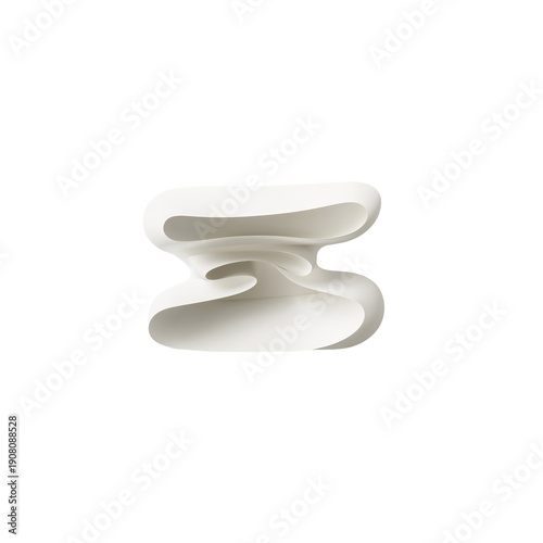Unique Sculptural Design in Minimalist Form on a White Background