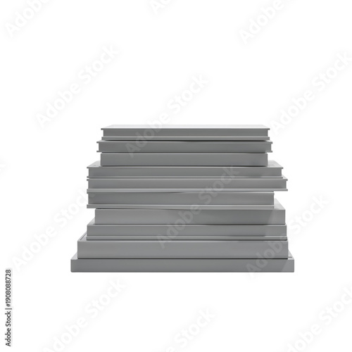 Stack of Gray Books on a White Background in a Simple Arrangement for Decorat...