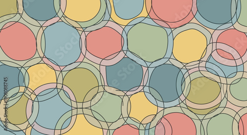 Colorful abstract background featuring overlapping geometric shapes and soft pastel hues, modern design