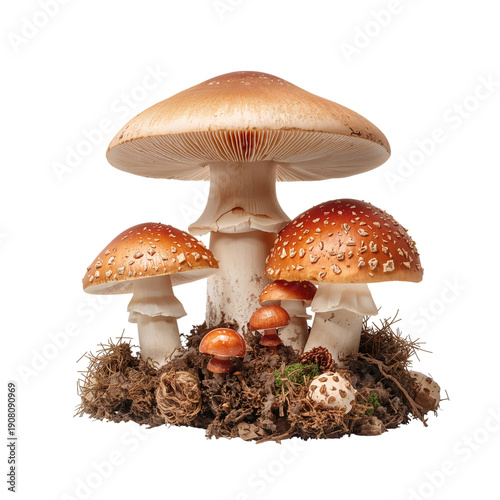 Mushrooms Grow on Forest Floor With Moss in Daylight During Autumn Season
