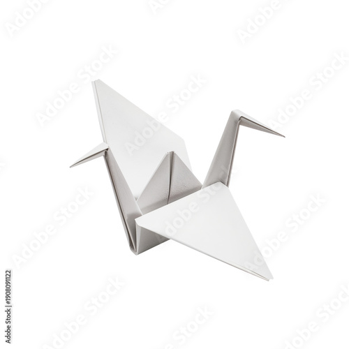 Folded Paper Crane Craft Made From White Paper in Simple Design