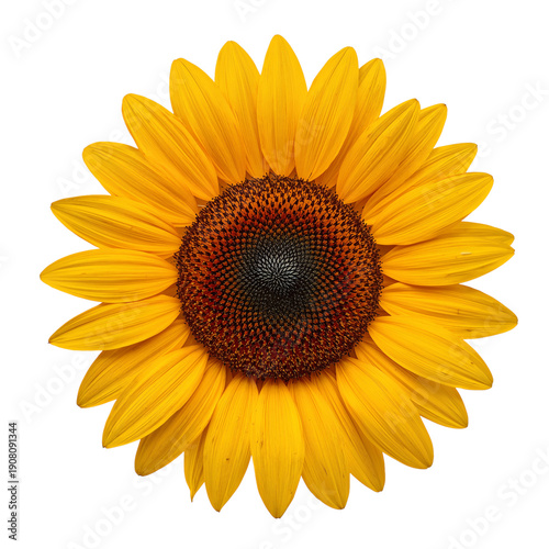 Bright Sunflower With Yellow Petals and Dark Center in Simple Arrangement