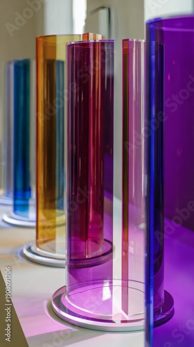 Translucent Color Acrylic Shapes in Minimal Composition