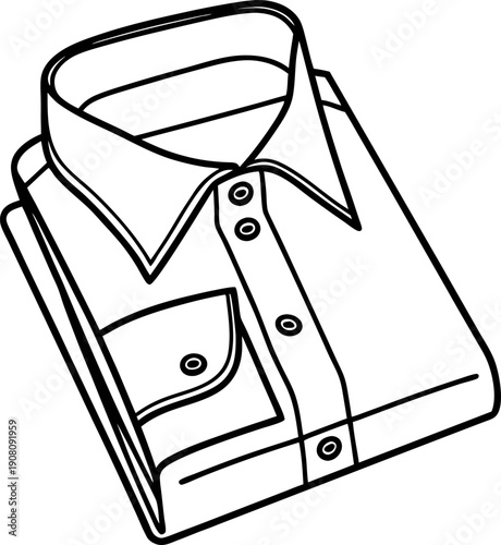 Folded dress shirt with buttons and collar, classic formal clothing neatly arranged