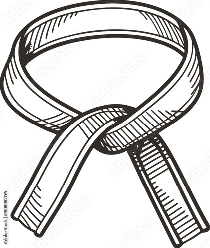 hand drawn illustration of a martial arts belt tied in a knot symbolizing rank and discipline