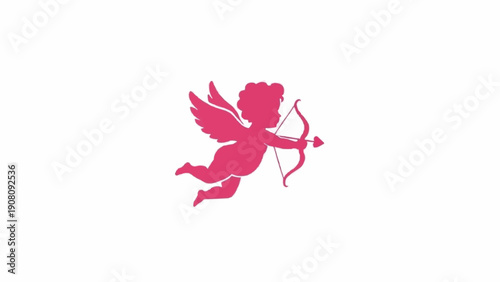 Photos Pink Cupid Silhouette with Bow and Arrow.