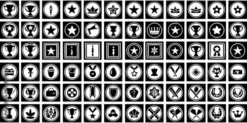 Reward set of web icons in line style. A collection of linear icons representing various reward concepts, including gift, trophy, recognition, reward program, medal, bonus, and more. Editable stroke.
