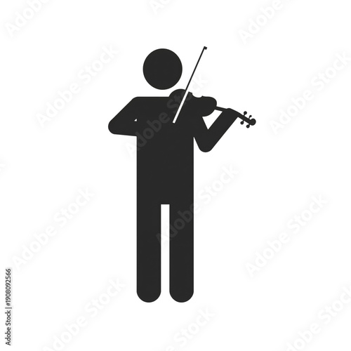 Musician Plays Violin During Performance at Event in a City Location in the E...