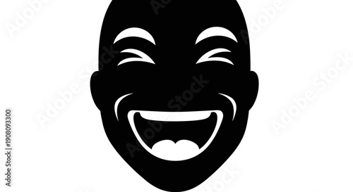 Happy Face Silhouette Laughing Emoji.