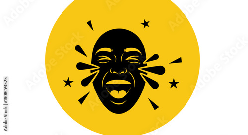Laughing Face Silhouette Icon Design.