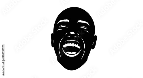 Man Laughing Silhouette Isolated.