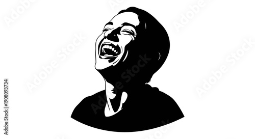 Man Laughing Silhouette Portrait.