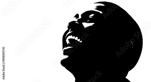 Man Laughing Silhouette Profile Portrait 1.