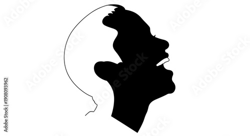 Silhouette of a man singing.