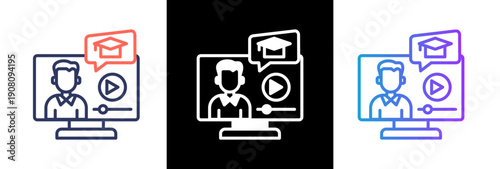 Video Learning lineblackgrad icon