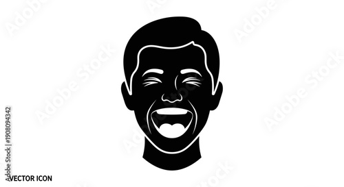 Smiling Man Face Icon Illustration.