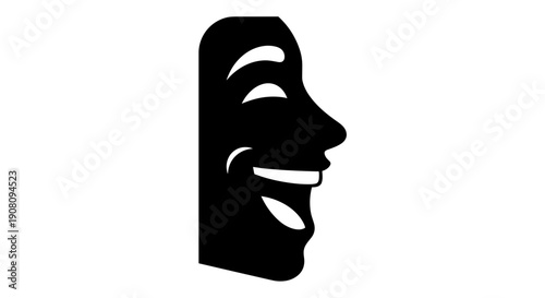 Theater Mask Silhouette Profile View.