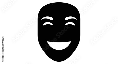 Theater Mask Smiling Face Icon.