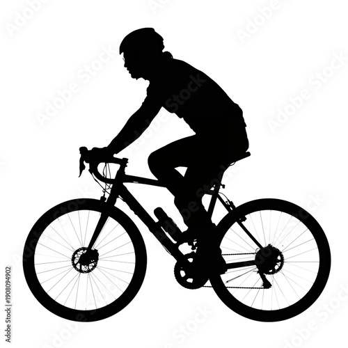 Cyclist Riding on a Mountain Bike in a Silhouette Style at Sunset