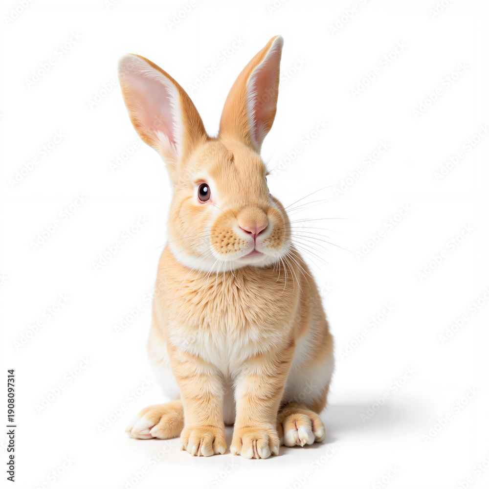Fototapeta premium Cute bunny sitting on white background looking curious 