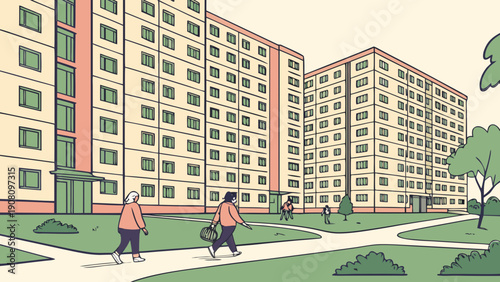 Modern Residential Apartment Vector Illustration