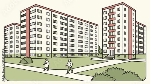 Modern Residential Apartment Vector Illustration