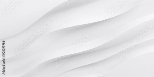 Smooth white silk and satin fabric background with soft flowing waves of luxury textile material creating a light cream decorative texture for wedding backdrop design