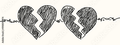 vector illustration of black and white hearts