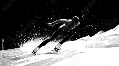 silhouette of a young man figure skater vector illlustration winter sports