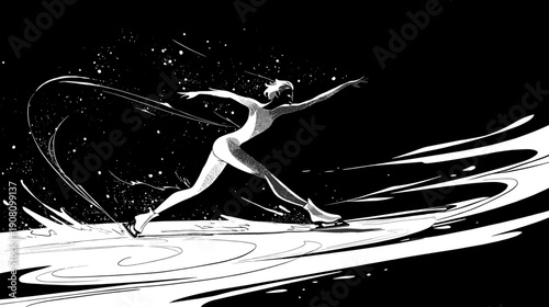 silhouette of a young woman figure skater vector illlustration winter sports