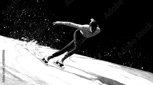 silhouette of a young man figure skater vector illlustration winter sports